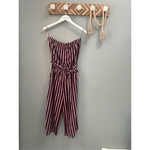 Forever 21 maroon striped cropped romper Size Small